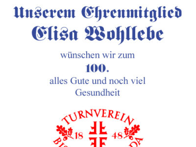 Ehrenmitglied Elisa Wohllebe wird 100Jahre